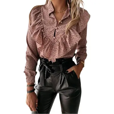Women Long Sleeve Blouse Black White Floral Large Winter