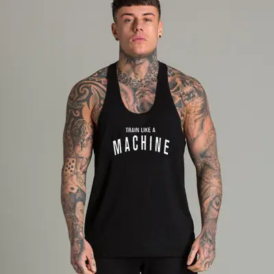 Men's White Sleeveless Gym Vest I-Back Running Training