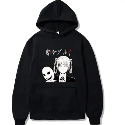 Red Hoodie with Anime Design Diamond Print