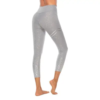 Women Printed Yoga Pants High Waist Butt Lifting Gray XXL