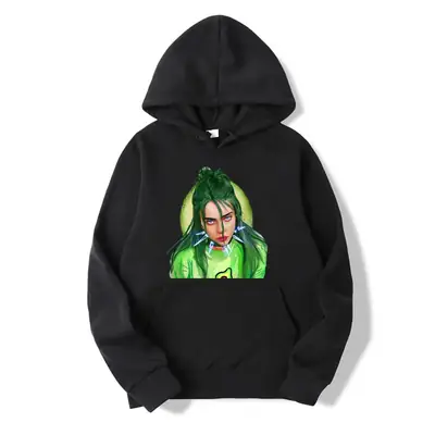 Black Green Graphic Hoodie for Men