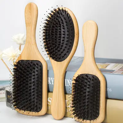 Bamboo Hair Brush Set for Scalp Health & Massage