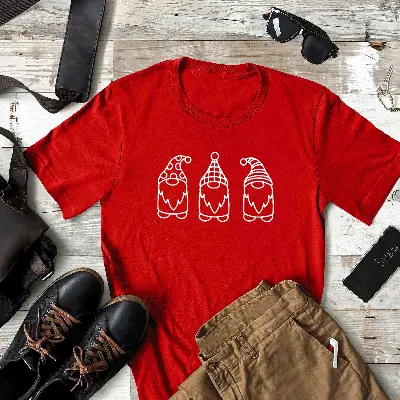 Red Christmas T-Shirt with 3 Dwarfs Design