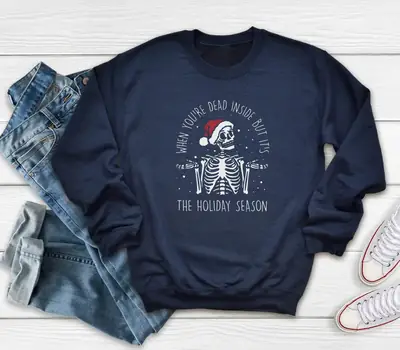 Christmas Print Crewneck Sweatshirt Yellow