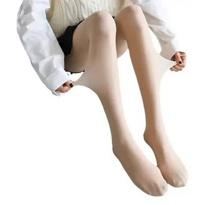Japanese Style Transparent Leggings Fleece Lined Autumn Winter