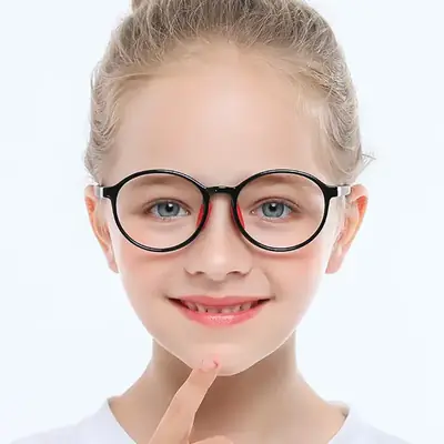 Anti-Blue Light Children's Glasses Soft TR90 Blue Round