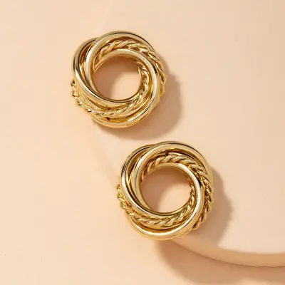 Gold Wound Copper Earrings for Women