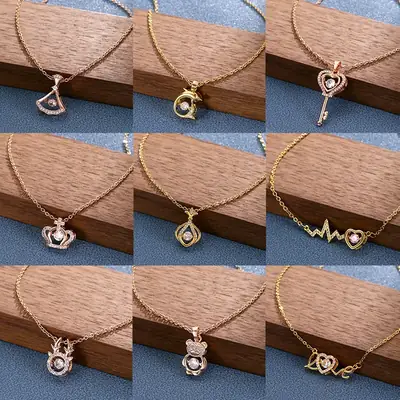 Gold Flower Pendant Necklace for Women