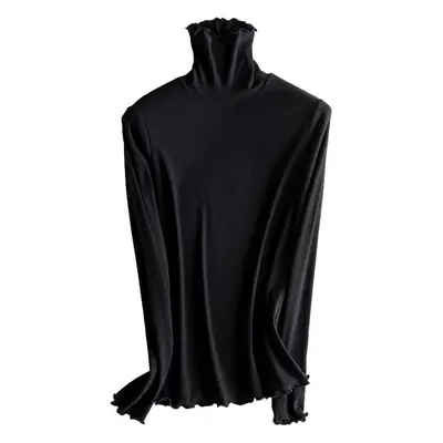 Women Fleece Lined Fungus Top Collar Shirt Brown