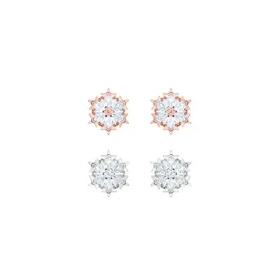 Snowflake Earrings for Women Rose Gold Studs