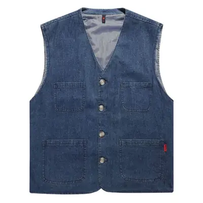 Men's Cotton Sleeveless Vest Beige Middle-aged