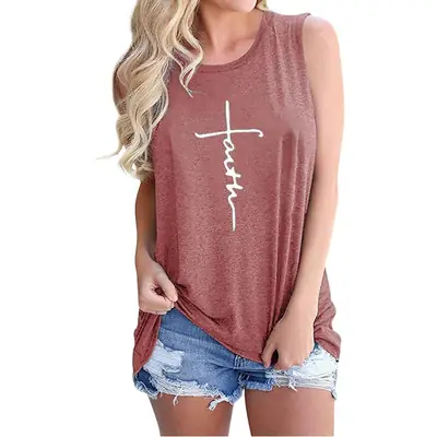 Women's Purple Cross Print Sleeveless Vest