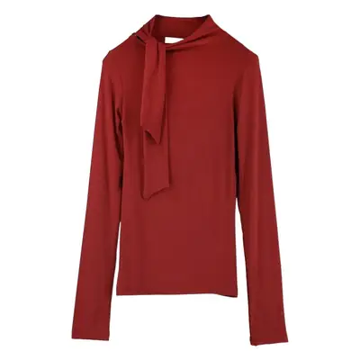 Women Korean Collar Strap Shirt Top Winter Slim Fit