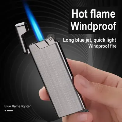 Slim Butane Blue-Flame Lighter, 74 × 28 × 8 mm