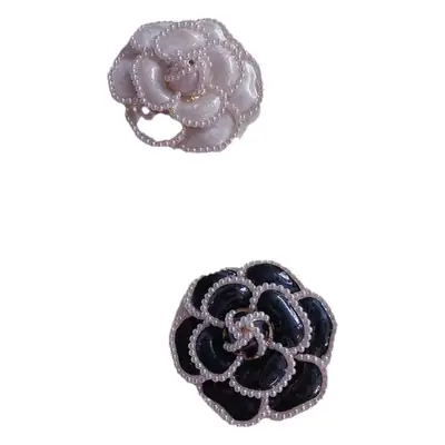 Black Camellia Pearl Brooch for Women