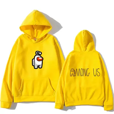 Among Us Printed Hoodie Yellow Men Women's
