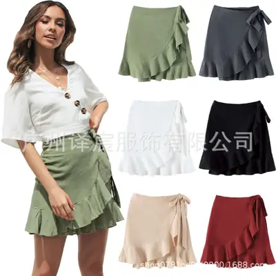 Women's Red High Waist Skirt with High Waist Top