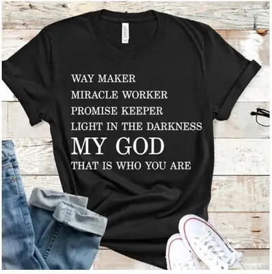 Black T-Shirt Way Maker Miracle Worker God Theme