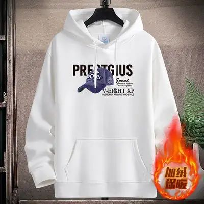 Men Fleece Hoodie Pre-Collective Korean Style Loose Fit