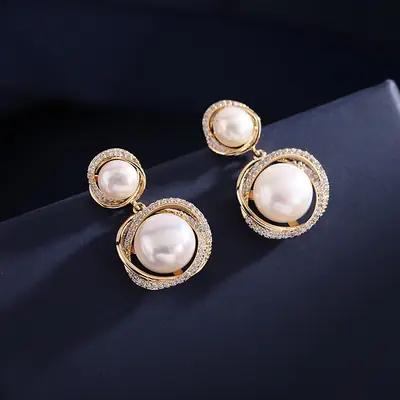 925 Silver Pearl Earrings for Women Elegant Retro Design