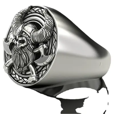 Nordic Viking Skull Ring for Men Retro Design
