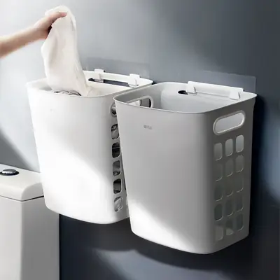 White Wall-Mounted Dirty Clothes Basket