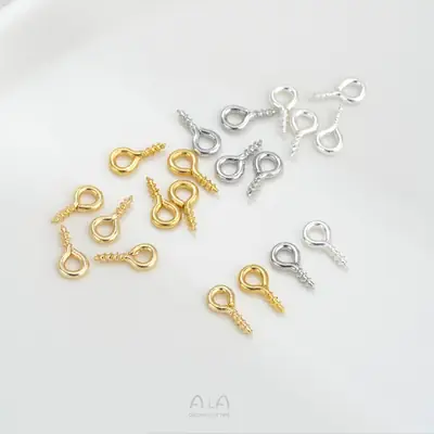 14K Gold Sheep's Eye Nail 9 Pin Screw Pendant Ring