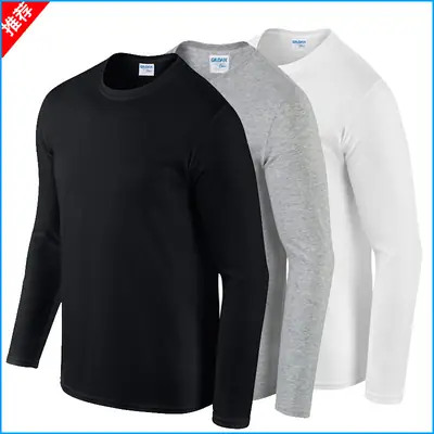 Men Grey Cotton Crewneck Long Sleeve T-Shirt
