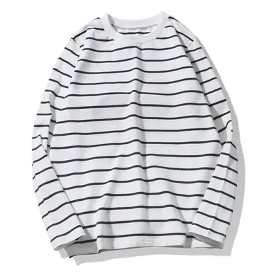 Men's White Striped Long Sleeve T-Shirt