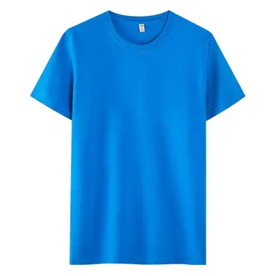 Men Cotton T-Shirt Blue Round Neck
