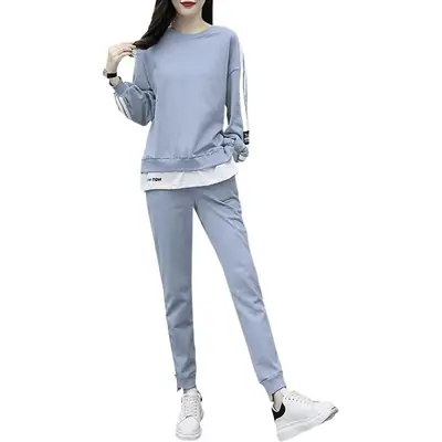 Women's Black Track Suit European American Casual Winter Sports Suit
