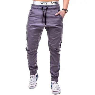 Men Black Cotton Jogger Pants Large Casual Wear