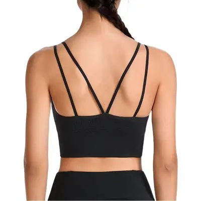 Blue Crossbody Sports Bra with Crossback Design