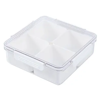 White 6-Part Fruit Plate with Secure Lid