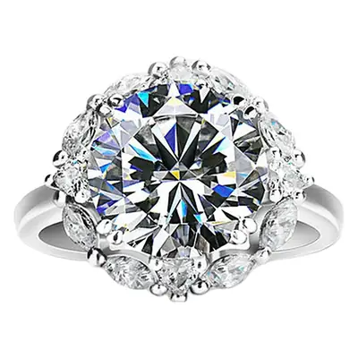 Full Diamond Marquise Zircon Ring Pigeon Egg Luxury 5 Carat