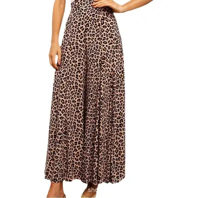 Leopard Print Wide Leg Pants High Waist 2025