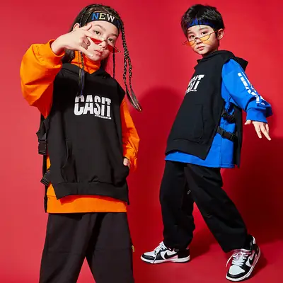 Children's Black Hip-Hop Vest Set Middle & Big Boys