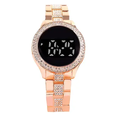 Golden Digital Women's Watch with Crystal Band