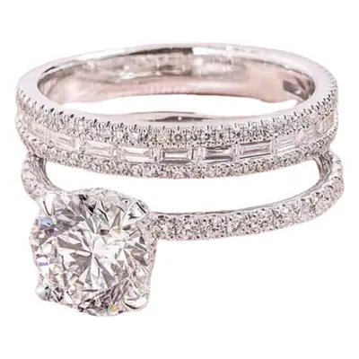 Sanjie AAA Zircon Engagement Ring Alloy Silver