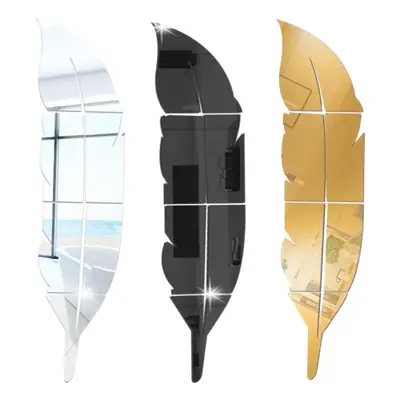 3D Feather Wall Stickers 73cm High Acrylic Mirror
