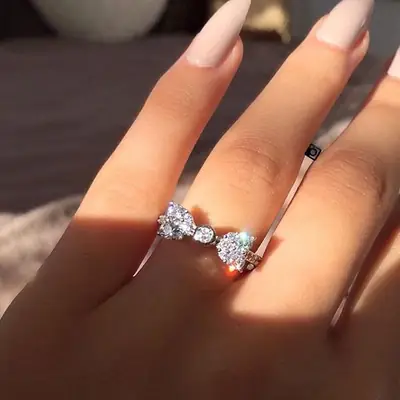AliExpress Butterfly Zircon Gold Plated Ring Set