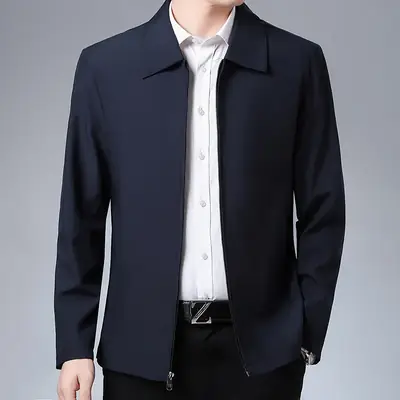 Men's Navy Blue Spring Jacket Lapel Business Casual