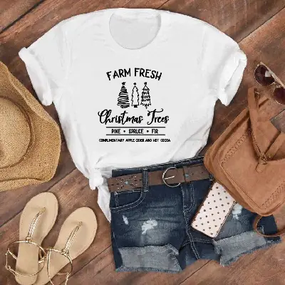 Farm Fresh Christmas T-Shirt with Trees Design