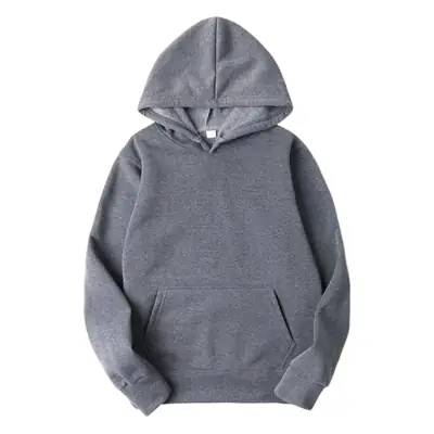Men Grey Hoodie Large Casual Sweatshirt