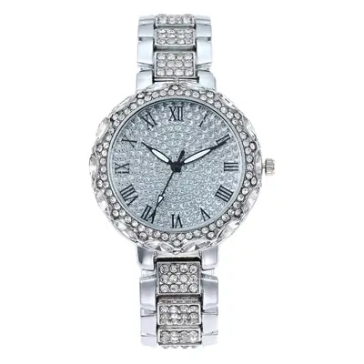 Gold Diamond-Encrusted Women's Watch with Roman Numeral