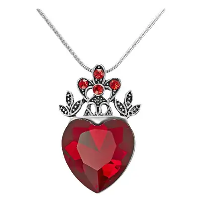 Heart Crown Necklace Women Red Crystal Diamond Pendant