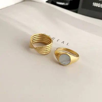 18K Gold Titanium Ring for Women Cold Style Fashion