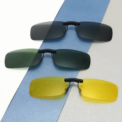 Men Yellow Clip-On Sunglasses with Polarized Lens