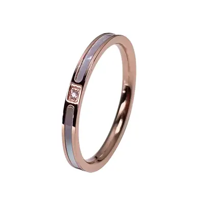 Titanium Steel Ring with Crystal for Women