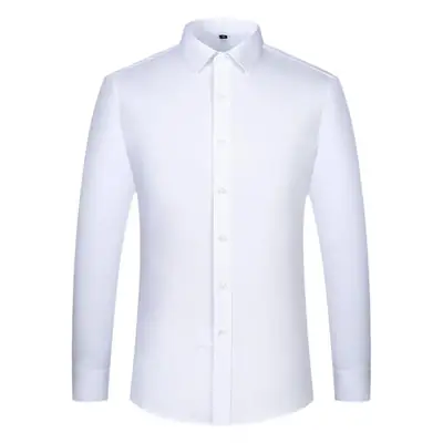 Men's Pure White Bamboo Fiber Long-Sleeve Shirt